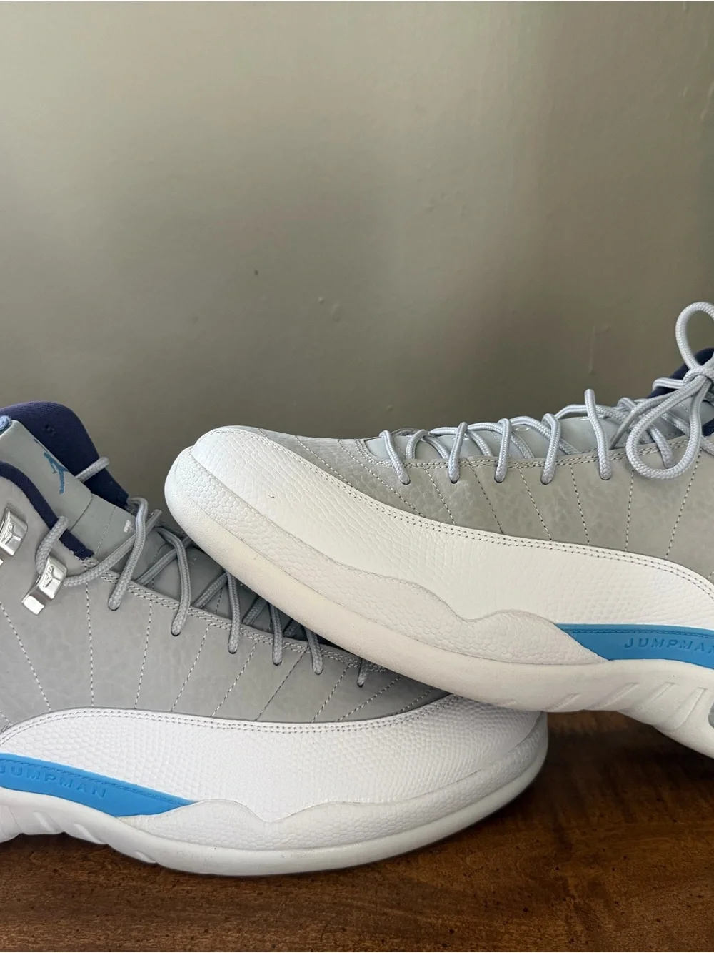 Jordan Men's Grey, White and Blue High-Top Sneakers